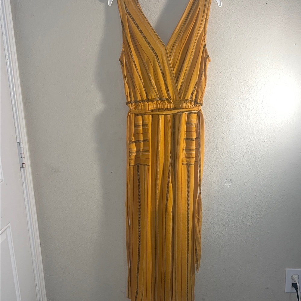 Monteau Yellow and Black Striped Jumpsuit One Piece